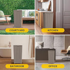 Vixzen 36 Gallon Kitchen Trash Can with Lid,Outdoor Waterproof Resin Waste Bin,Lightweight,Sturdy Garbage Bin for Patio,Kitchen,Backyard，Grey