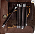 8 Pcs Tungsten Steel Chisel, Metal Engraving Tools, Chisel Set with Leather Sheath for Woodworking, Seal and Bamboo Carving