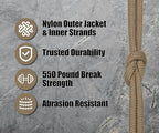 BORED? PARACORD! 550 lb Paracord - Ideal for Crafting, Camping, DIY Projects, Active & Military Outdoors - Strong Survival Rope - Tactical Parachute Cord Type III - Light Tan 1000 Feet