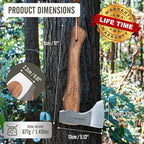 ROCKYGIANT 11'' Small Axe Hatchet, Camping Axe for Limbing or Splitting Kindling and Firewood, Hand Forged, with Leather Sheath and Hickory Wood Handle, for Outdoor Garden Forest