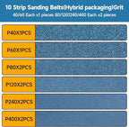 10-Piece 4 x 36 Inch Zirconia Sanding Belts 40-400 Grit, Heavy Duty Long-lasting Sanding Bands for Belt Sander, Rust Paint Removal, Wood Metal Grinding and Finishing