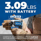 Dong Cheng 20V Brushless Impact Driver, 1840in-lbs Torque, Self-tapping Mode, 3200RPM, 4300IPM, 1/4" Hex Chuck, 3 Speed Modes, with 2 * 2.0Ah Batteries