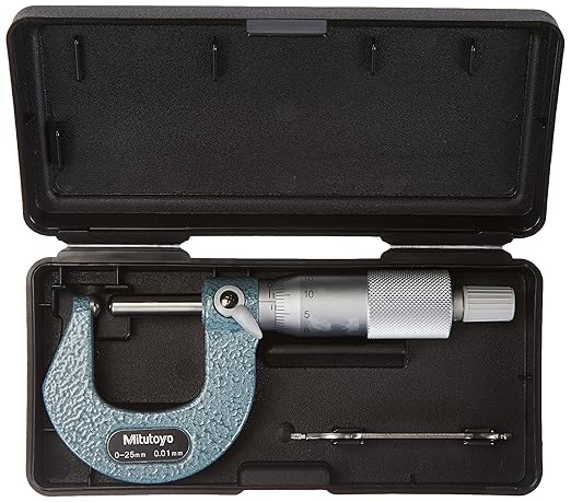 Mitutoyo 115-117 Spherical Face Micrometer, Ratchet Stop, 50-75mm Range, 0.01mm Graduation, +/-0.003mm Accuracy, Flat Spindle