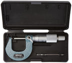 Mitutoyo 115-115 Spherical Face Micrometer, Ratchet Stop, 0-25mm Range, 0.01mm Graduation, +/-0.003mm Accuracy, Flat Spindle