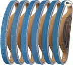 10-Piece 1 x 30 Inch 40-400 Grit Zirconia Sanding Belts, Heavy Duty Long-lasting Sanding Bands for Belt Sander, Rust Paint Removal, Wood Metal Grinding and Finishing