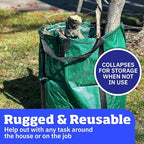 DURASACK Heavy Duty Home and Yard Bags 48-Gallon Reusable Self-Standing Lawn and Leaf Bags Garbage Can with Reinforced Handles, Green
