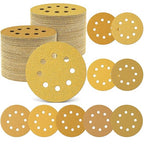 Maxdot 200 Pcs 5 Inch Sanding Discs 8-Hole Hook and Loop Gold Sandpaper Mixed Grits, 60, 80, 100, 120, 150, 220, 320, 400, 600, 800 for Random Orbit Sander