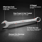 ValueMax Mechanics Wrench Set Metric and Standard, 20PCS Complete Combination Wrenches Roll Set. SAE 1/4" to 3/4", Metric 6mm to 18mm, Full Wrench Set with Roll up Pouch