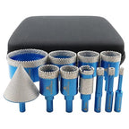 Tile Hole Saw Kit Diamond- BRSCHNITT 11pcs Diamond Core Drill Bit for Porcelain Tile Ceramic Marble Granite Drilling Triangle Shank