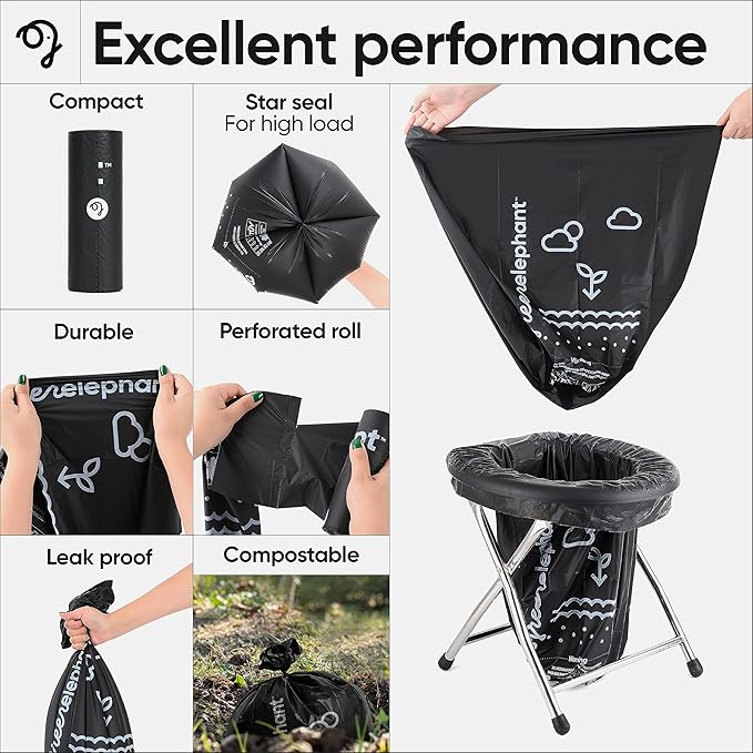 Green Elephant Portable Toilet Bags - Camping Toilet Bags (15 Count (Pack of 2)