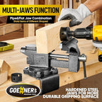 Bench Vise 6", Vice for Workbench with Heavy Duty Forged Steel Construction, Built-in Pipe Jaw and Swivel Base, Table Vise for Woodworking, Home Workshop Use and DIY Job