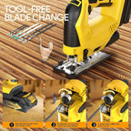 Cordless Jigsaw Compatible with Dewalt 20V Max Battery (No Battery), Brushless Motor, 7 Variable Speed, 45° Beveled Cuts, 3 Orbital Action Settings, Ideal for Wood, PVC, Metal Cutting