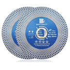 Diamond Porcelain Tile Saw Blade - BRSCHNITT 2pcs 4" Super Thin Diamond Cutting Grinding Disc with X Teeth Arbor 7/8“-5/8“ for Ceramic Tiles,Granite,Marble Angle Grinder Circle Saw Blade