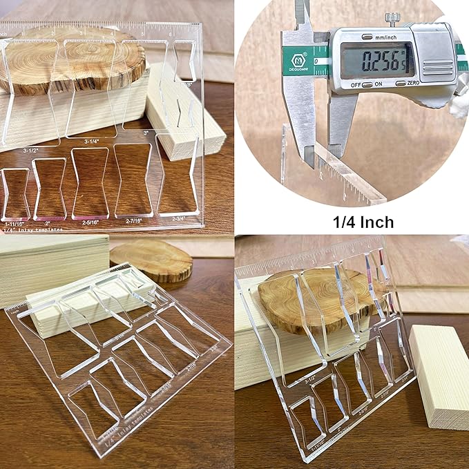 10 in 1 Router Templates for Woodworking, Butterfly Jig Bowtie Inlay Template, with 1/4 inch Router Bushing Guide Template Liner and nut,1/4" Router Bits for Wood ﻿