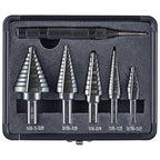5-Piece M2 HSS Step Drill Bits Set, 1/8"-1-3/8" High-Speed Steel Unibit Kit with Storage Case, 50 Sizes Multi-Hole Precision Bits for Sheet Metal, Steel, Aluminum, Professional & Home Tool Set