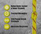 BORED? PARACORD! 550 lb Paracord - Ideal for Crafting, Camping, DIY Projects, Active & Military Outdoors - Strong Survival Rope - Tactical Parachute Cord Type III - Fast Pitch 1000 Feet