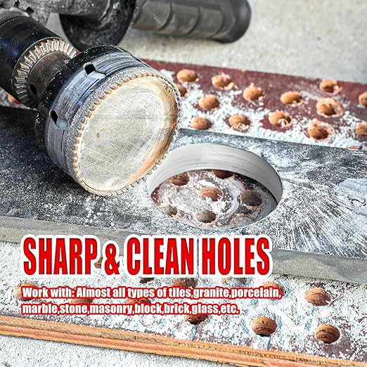 1-9/16 Inch Diamond Hole Saw with Pilot Drill Bit, 1-9/16" Serrated Brazing Tile Hole Saw Diamond Core Drill Bits with Guiding Bit for Ceramic Porcelain Tile Glass Stone Granite Marble