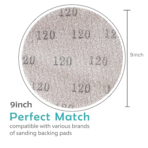 Mesh Sanding Disc 9 Inch 120 Grit 25PCS, Sand Screen 9in Sandpaper Net Dust Free Hook and Loops Discs | Compatible with Radius 360 Drywall Sander | Ideal for Drywall, Floor, Putty Use