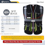 JKSafety 10 Pockets Black Color Safety Vest Zipper Front with High Reflective Strips Meets ANSI/ISEA Standards (88-Black, Large)