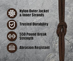 BORED? PARACORD! 550 lb Paracord - Ideal for Crafting, Camping, DIY Projects, Active & Military Outdoors - Strong Survival Rope - Tactical Parachute Cord Type III - Walnut 100 Feet