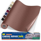 Self-Adhesive Canvas Repair Tape, 16" x 79" Waterproof Canvas Repair Patch, Fabric Patch Repairs Kit for Furniture, Tents, Sunbrellas, Boat Covers Awnings, Couches, Clothes, Bags Dark Brown
