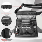 HAUTMEC Heavy Duty Framing Tool Belt Electrician Tools Pouch Organizer Work Belts For Men, 12-Pocket 1680D Tool Bag with Waist Strap Hammer Holder and 360°Reflective Strips, Black