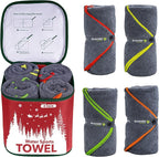 4Monster 4 Pack Microfiber Camping Towel Quick Dry, Super Absorbent Travel Towel with Waterproof Bag, Lightweight Boat Towel for RV, Sport, Gym, Beach, Pool, Swim,Family Trip
