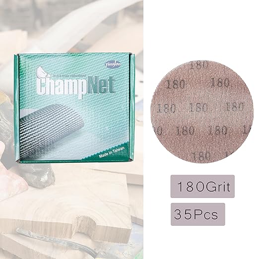Mesh 5 inch 6 inch Sanding Discs 35PCS Hook and Loop Sanding Discs, Dust-Free, Ideal for Metal, Wood, Composites, Stock Removal, and Fine Finishing (5in, 180 Grit)