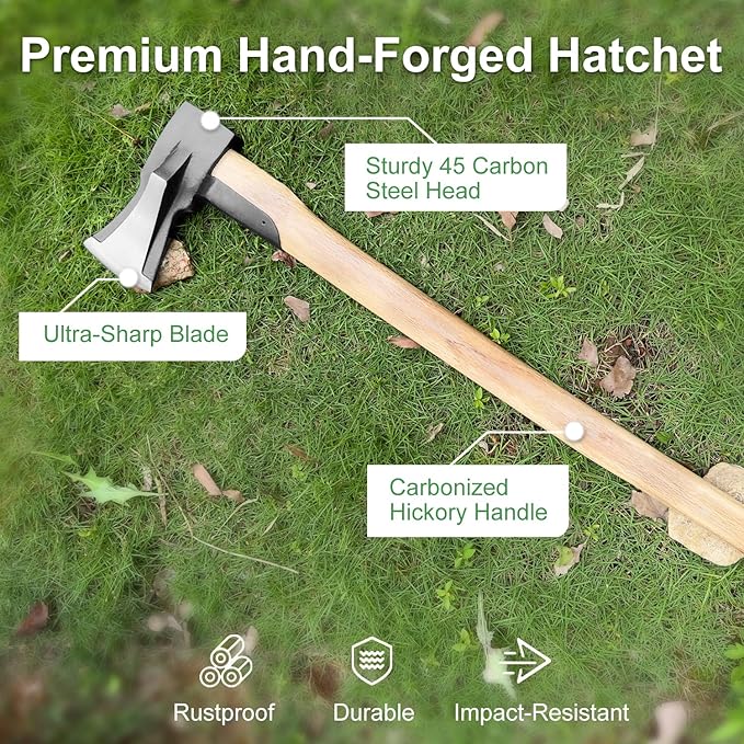 Wood Splitting Axe,Splitting Maul for Firewood,Heavy Duty Axe Forged Carbon Steel, Wooden Handle Chopping Axes (36inch)