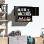 Garage Wall Cabinet Metal Storage Cabinet with Lock Wall Mounted Heavy Duty Steel Tool Cabinet with Door and Shelf Hanging Cabinet for Garage Warehouse Bathroom Kitchen,Assembly Required