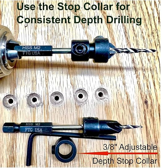 FTG USA Countersink Drill Bit for Wood with Tapered Drill Bit #10 (3/16")