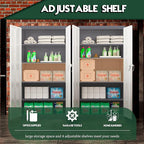 Greenvelly Metal Storage Cabinet with 2 Doors and 4 Adjustable Shelves, Lockable Steel Tool Cabinet for Home, Office, Garage, Classroom (Grey White)