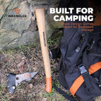 Titanium Camp Axe - 18" & 11.5" Wood Hickory Handles - Tomahawk Axe Spike End - 2-Piece Slip-Fit Design - Includes Blade Sheath and 2 Handles - Survival Axe