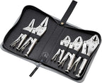 Amazon Basics 5-Piece CR-V Locking Pliers and Wire Cutters Set with Carrying Case, 2 Straight, 3 Curved Jaw, 6.5-10 inch, Silver