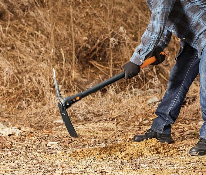 Fiskars Pro IsoCore Dual-Ended Pickaxe and Hoe with Shock Reduction, 36 in