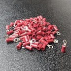 ANGSTROM #6 Bolt Ring Terminals, Insulated Electrical Crimp Connectors 100pcs (22-16ga Red)