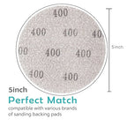 Mesh 5 inch 6 inch Sanding Discs 35PCS Hook and Loop Sanding Discs, Dust-Free, Ideal for Metal, Wood, Composites, Stock Removal, and Fine Finishing (5in, 400 Grit)