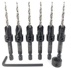 FTG USA Countersink Drill Bit Set for Wood with Tapered Drill Bit 6 Pc #6 (9/64")