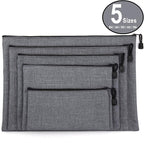 5 Pack Canvas Zipper Tool Bag Set - 5 Sizes B4 A4 B5 A5 B6, Heavy Duty Waterproof Multipurpose Utility Multi Tool Storage Pouch Case for Organizing & Sorting Household Tools, Spare Parts (Gray)