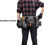 Magnetic Tool Belt with Air-Mesh Padded,22 Pockets Heavy Duty Tool Belts for Men/Construction/Carpenter/DIY'er/Electrician.Double layer thickened polyester fiber with waterproof coating.