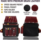 FUERI Tool Belt With Suspender Men Carpenter Pouches Construction Bags Electrician Belts Framer Worker Pouch Bag Holder Organizer 26 Pocket Nylon Leather Black Professional Set - Extra Large