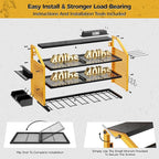 LBT Power Tool Organizer With Charging Station,Patented,Heavy Duty Steel,6 Drilling Rig Sizes With Hooks And Screw Boxes,6 sockets,Easy To Install Garage Storage Rack,Great Gift For Men, Yellow