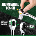 SK 3/8" Drive Ratchet Handle, 160-Position 2 Pawl Ratchet, Premium CR-V Construction, with Contoured Handle
