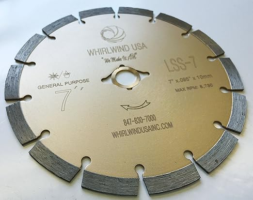 LSS 7 Inch Diamond Blade,Dry or Wet Cutting Hot Pressing Process Saw Blades Broadened Cutter Head, for Concrete Stone Brick Masonry (7")
