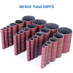 LotFancy 24PCS Spindle Sander Sleeves, 60 Grit Sanding Sleeves, Aluminum Oxide Abrasive, 4-1/2” Length, 4 Each of 1/2”,3/4”,1”,1-1/2”, 2” and 3”