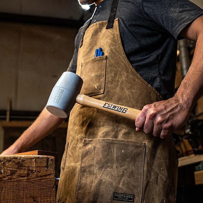 ESTWING Deadhead Rubber Mallet - 18 oz No-Mar Hammer with Bounce Resistant Head & Hickory Wood Handle - DH-18N