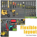 12 Black Plastic Peg Board Set Contains 428 Accessories, High Load-Bearing, Rust-Proof, Non-Sagging, Non-Grooved, Tools Can be Styled at Will, and the Tool Storage System Gives You a New Experience