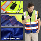 BeautyWill Custom Logo 10/20 Pack Safety Vest Class2 High Visibility Vest with Pockets Breathable Construction Vest Bulk