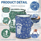 2 Pack Collapsible Trash Can Camping with Zippered Lid Foldable Storage Bin Portable Garbage Can for Outdoor Camping RV's Yard Waste (Trash and Recycling Style)