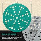 Dura-Gold Premium 6" Green Film Sanding Discs, 49-Hole Pattern, 50 Disc Variety Pack, Grits 60, 80, 120, 180, 220, 320, 400, 600, 800, 1000 - Heavy-Duty Hook & Loop Sandpaper, DA Random Orbital Sander